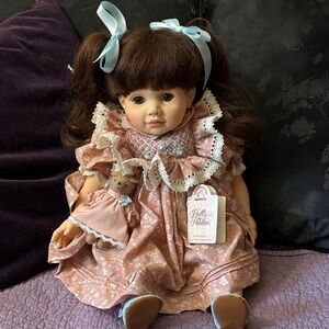 Janie by Pauline. Charming Pink Doll with Blue Ribbons. Limited edition 164